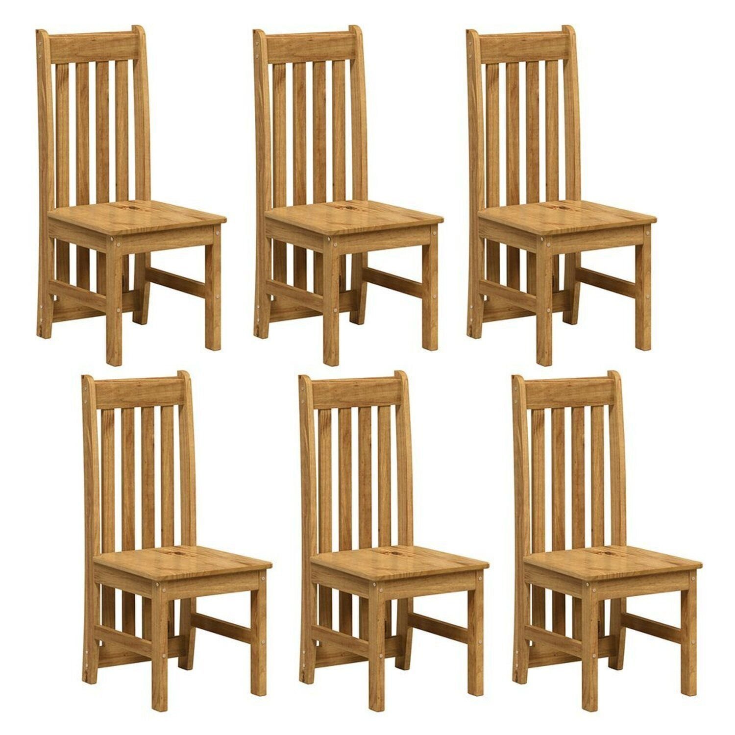 Kit 6 Cadeiras 100% Madeira Maciça Lille Espresso Móveis Nogueira