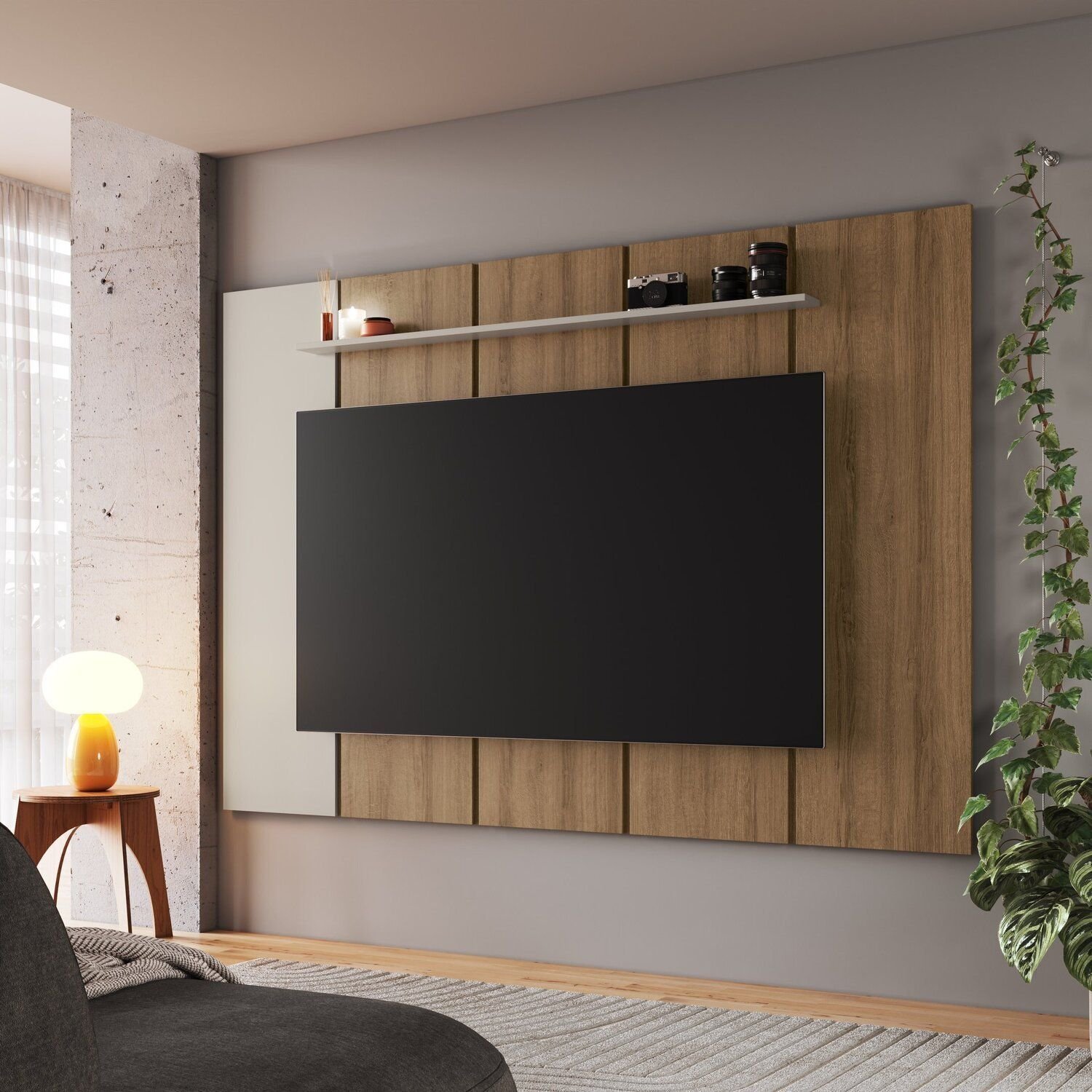 Painel Para Tv 75 Polegadas 200cm Paris Arenas/mel