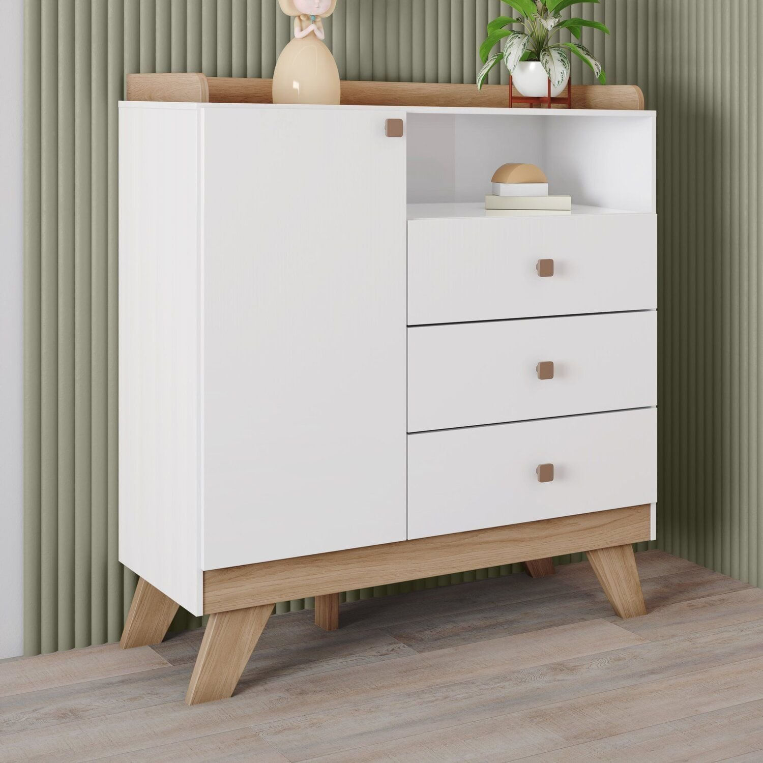 Cômoda De Bebê 3 Gavetas Noah Espresso Móveis Branco/jequitibá