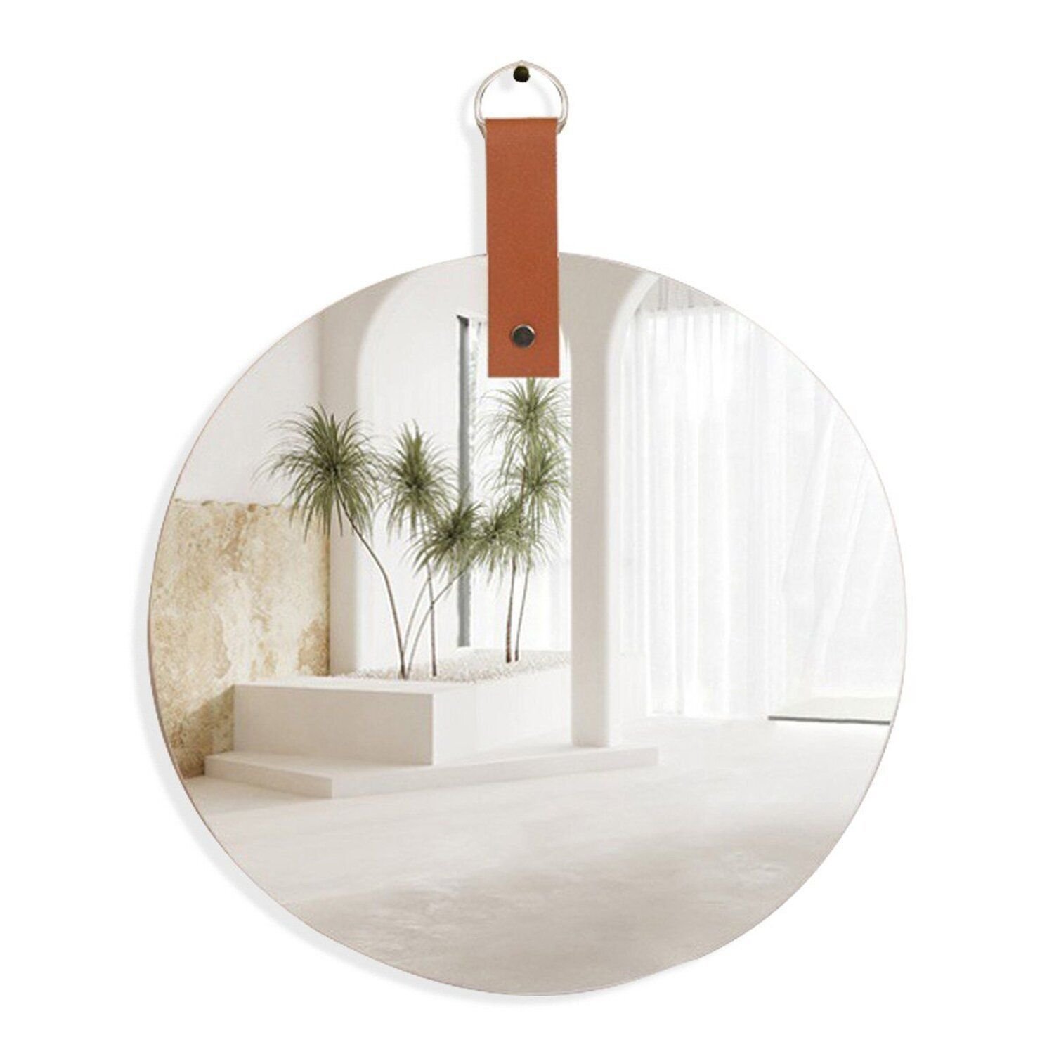 Espelho Lapidado Redondo 30cm Com Pendurador Embutido Para Banheiro Quarto Sala