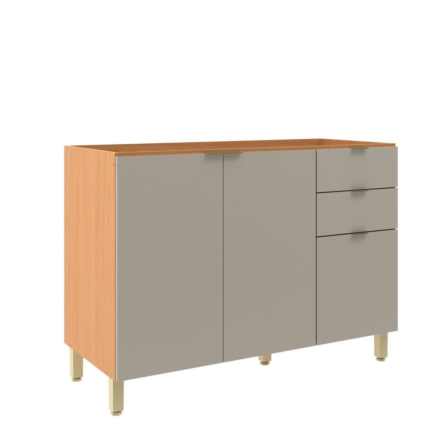 Balcão Pia 120cm 3 Portas 2 Gavetas Karine Ii Angelin/nude