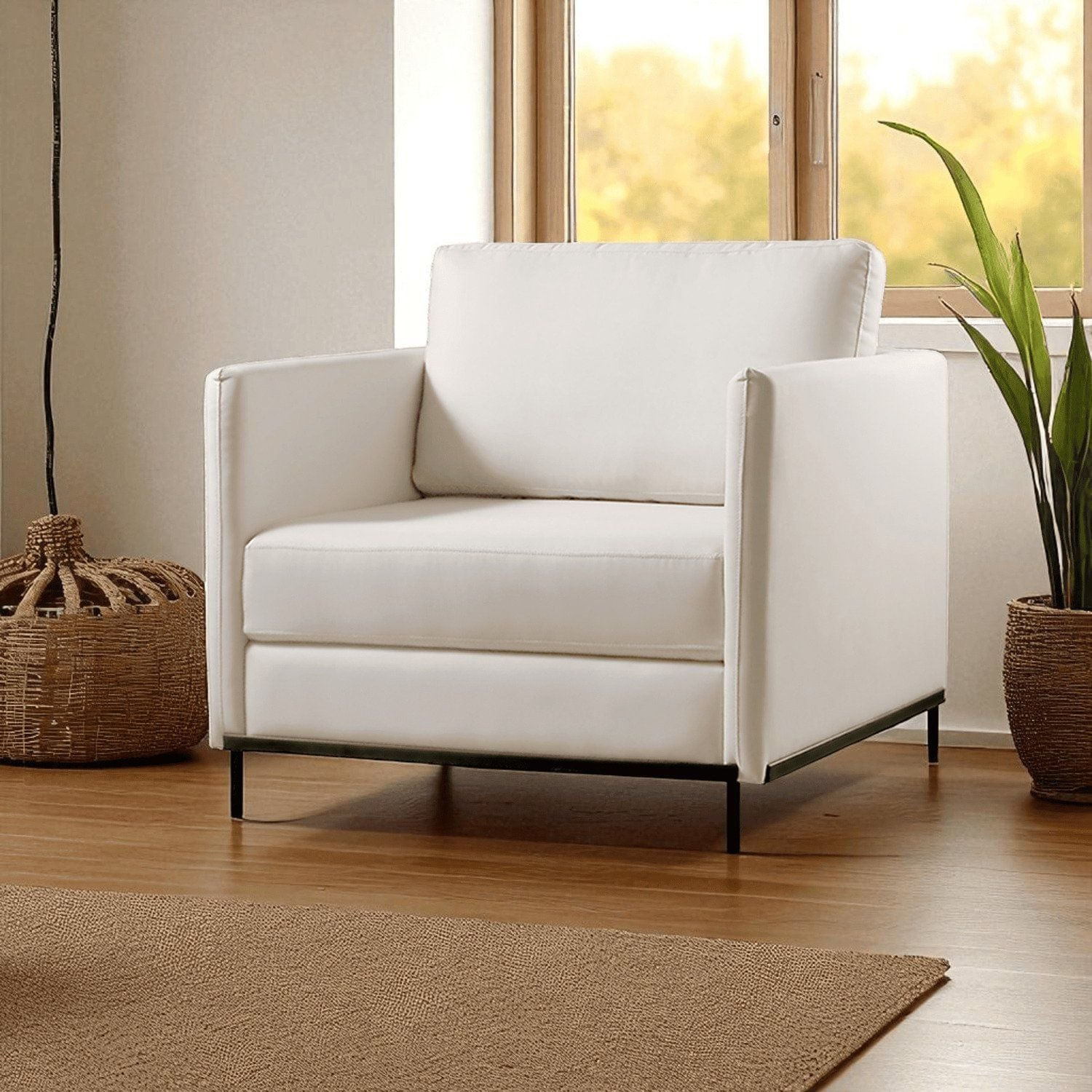 Poltrona Luxo Madeira Maciça Eucalipto Ravi Bege Claro