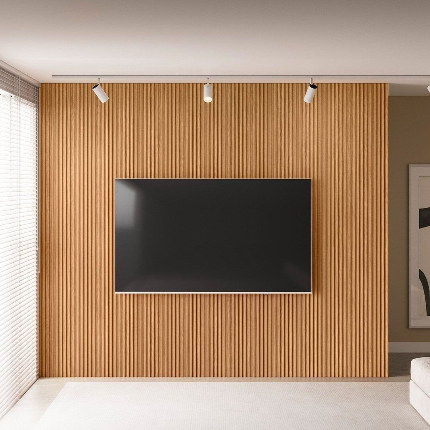 Painel Para Tv 84 Polegadas 100% Mdf Ripado Modular 3.0 Nature Fosco