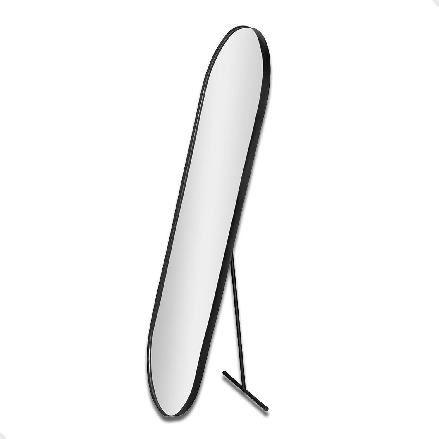 Espelho Pílula 150x50cm Orgânico Com Suporte De Chão Preto