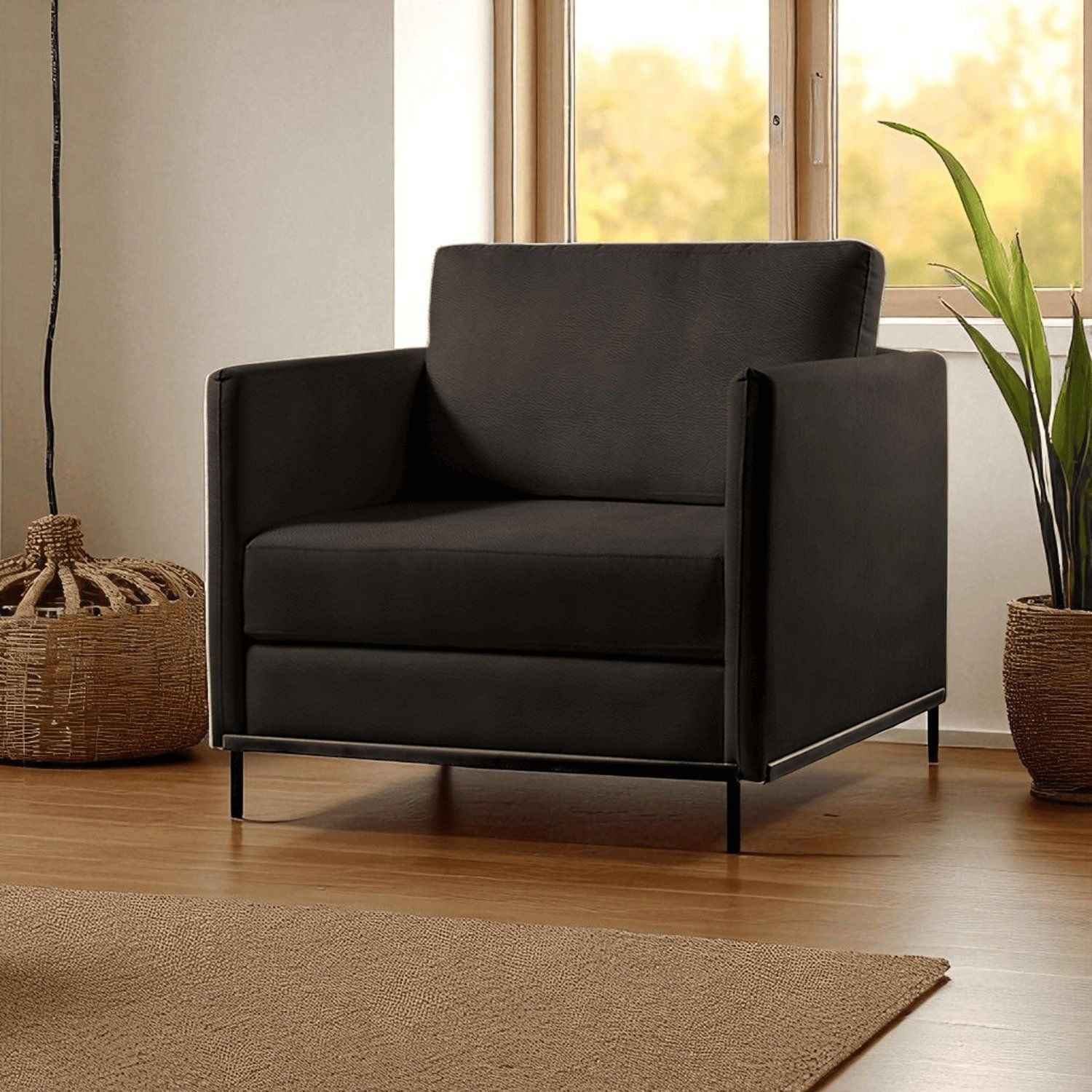 Poltrona Luxo Madeira Maciça Eucalipto Ravi Preto