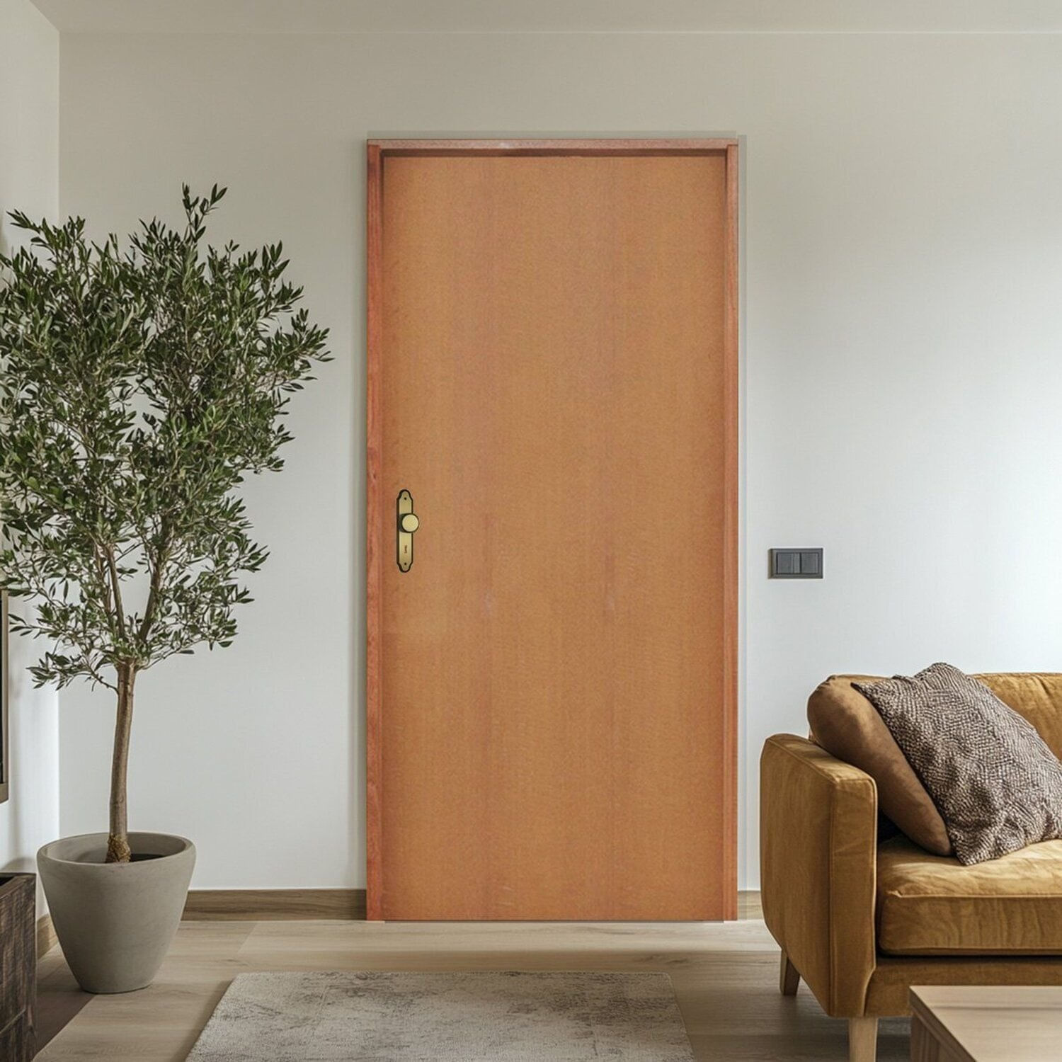 Porta Lisa Curupixa Batente Ecológico 1 Fechadura 813/02 Oxidada 62 X 210cm Lado Direito Rodam