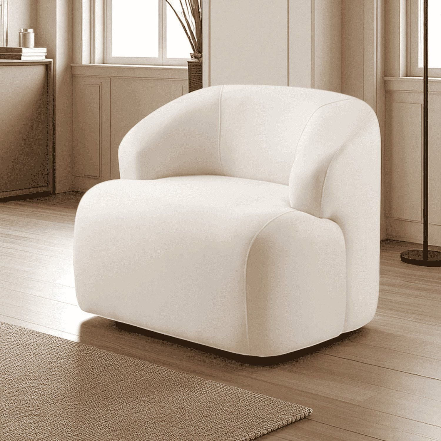 Poltrona Luxo Madeira Maciça Eucalipto Noah Bege Claro