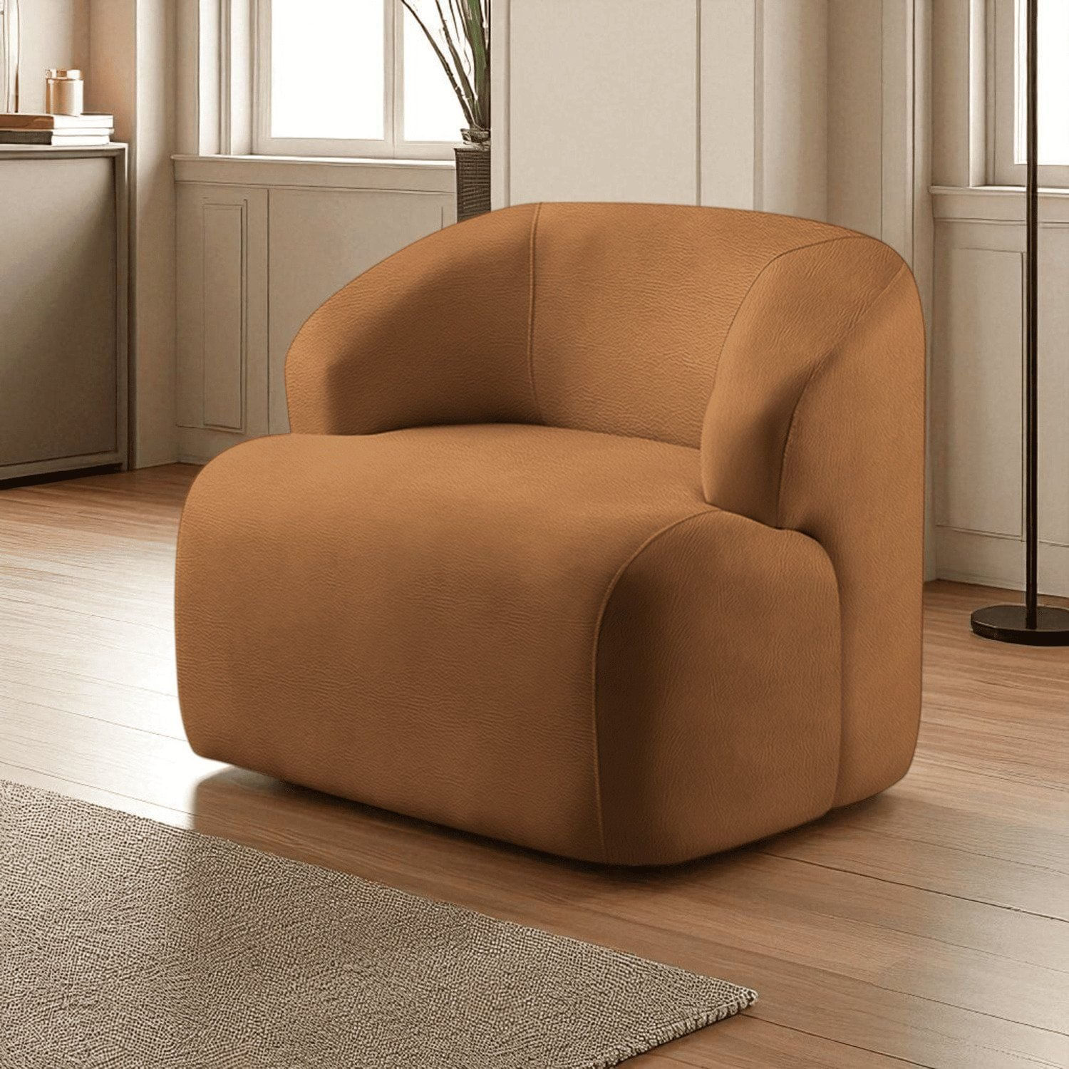 Poltrona Luxo Madeira Maciça Eucalipto Noah Caramelo