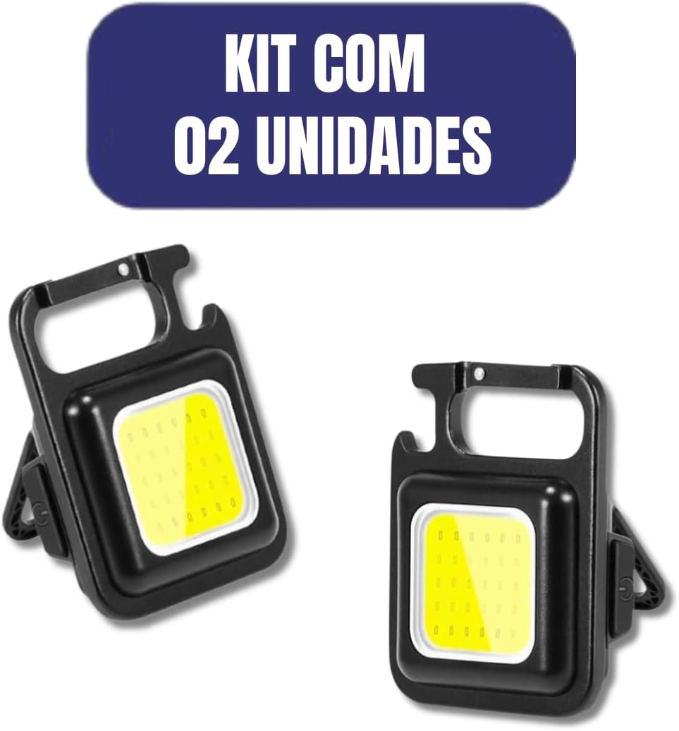 Kit 2 Super Luz De Acampamento Led Recarregáveis E Portátil Mini Lanterna Refletor 800 Lúmens Bolso