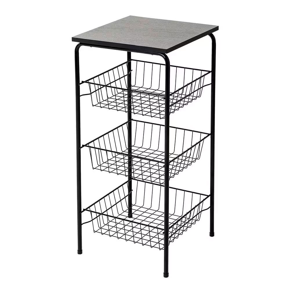 Fruteira Utimil Com 3 Cestos Preta