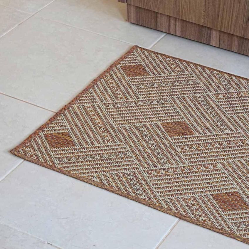 Tapete Passadeira Sisal 3,00m X 66cm Base Antiderrapante Para Corredor Cozinha Quarto Sala - Terracota - imagem 2