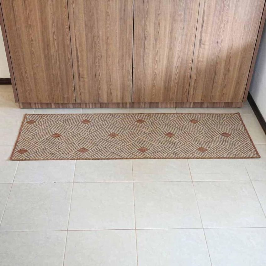 Tapete Passadeira Sisal 3,00m X 66cm Base Antiderrapante Para Corredor Cozinha Quarto Sala - Terracota - imagem 5