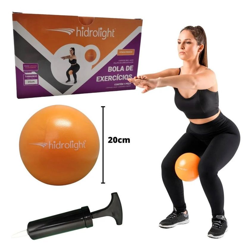 Bola Fisioterapia 20cm Com Bomba Pilates Exercicios Ginastica Yoga Hidrolight - imagem 2
