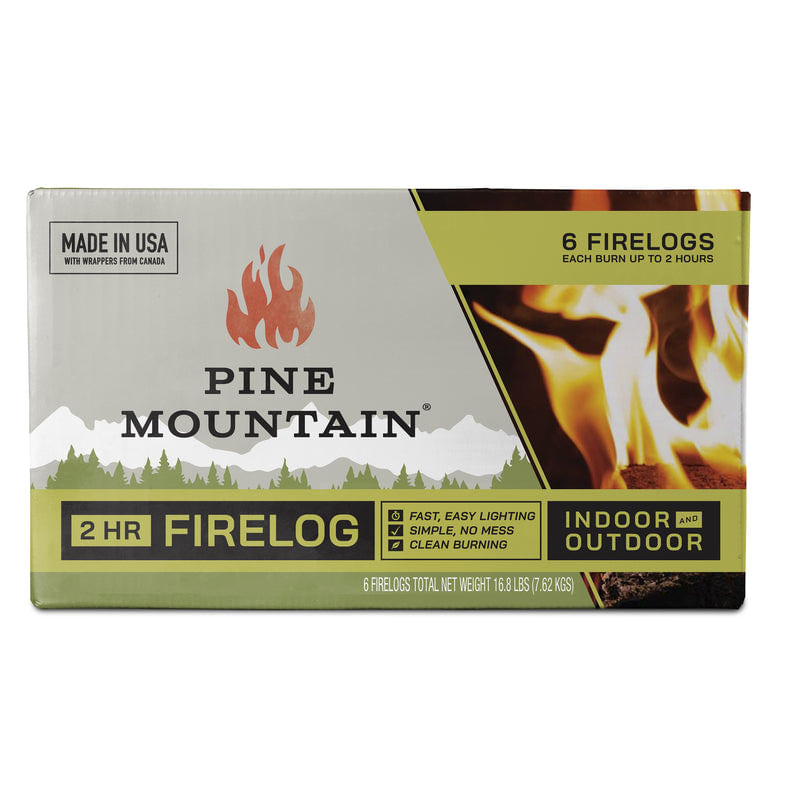 Fire Log Pine Mountain, 2 Horas De Tempo De Queima, Pacote Com 6