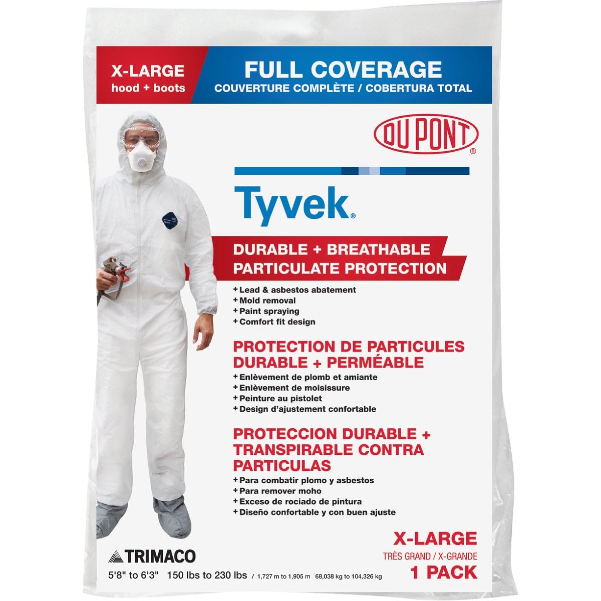 Macacão Trimaco X-large Dupont Tyvek Com Capuz E Botas