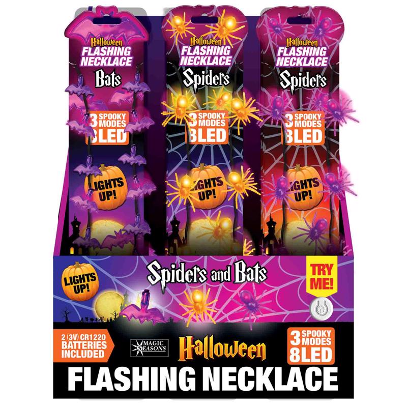 Colar Intermitente Magic Seasons Halloween Bats/spider, Pacote Com 24