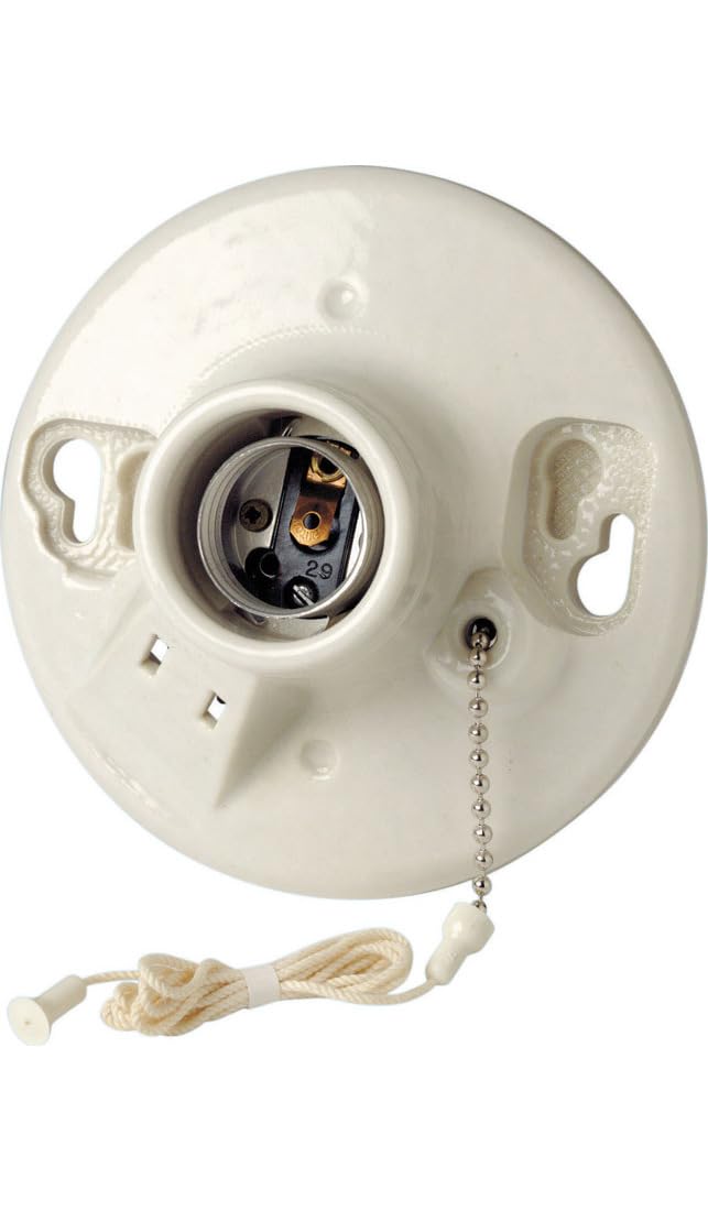 Leviton Porcelain Outlet Box Mount Lampholder Pull Chain