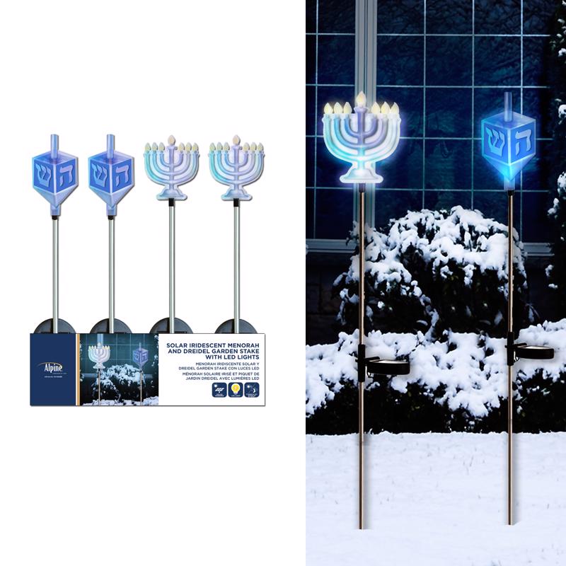 Estaca Pathway Decor Alpine Iridescent Menorah/dreidel