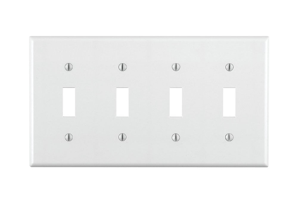 Placa De Parede Leviton 4-gang Toggle Device Switch Branca 88012