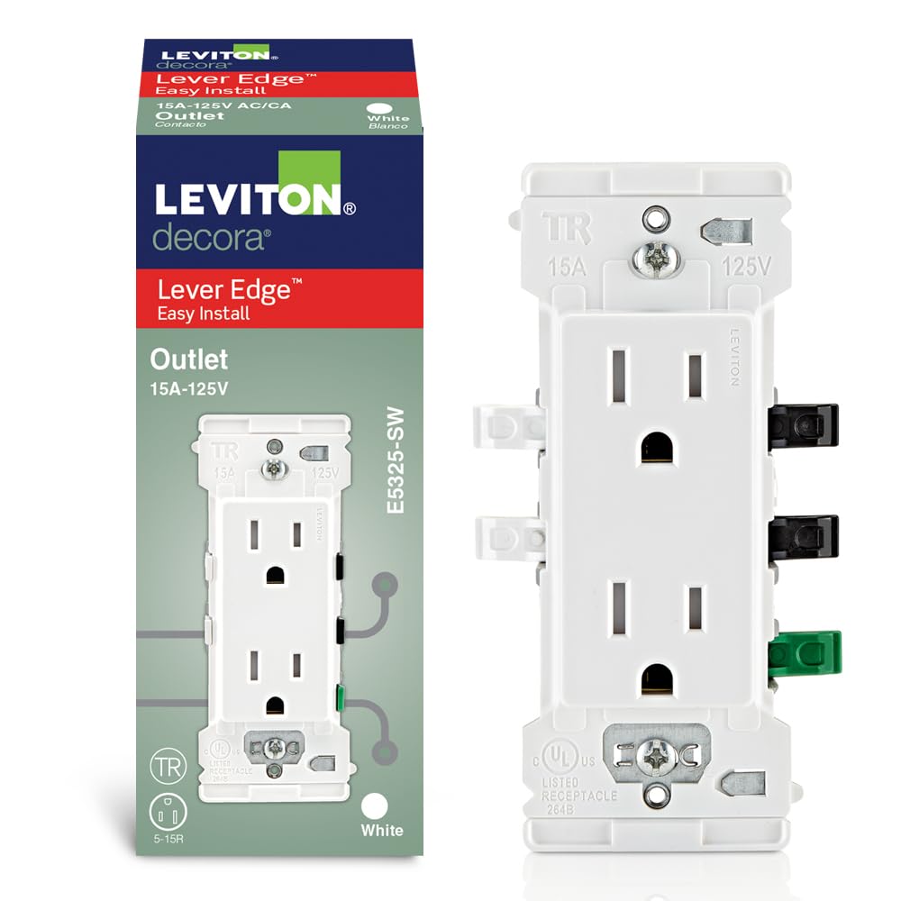 Outlet Leviton Lever Edge 15 A Resistente A Violações E5325-sw