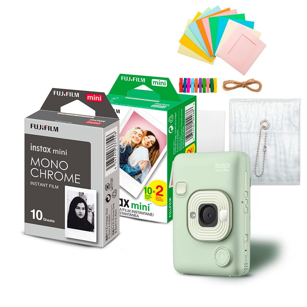 Câmera Fujifilm Instax Mini Liplay Hybrid Instant Impressora Instantânea Matcha