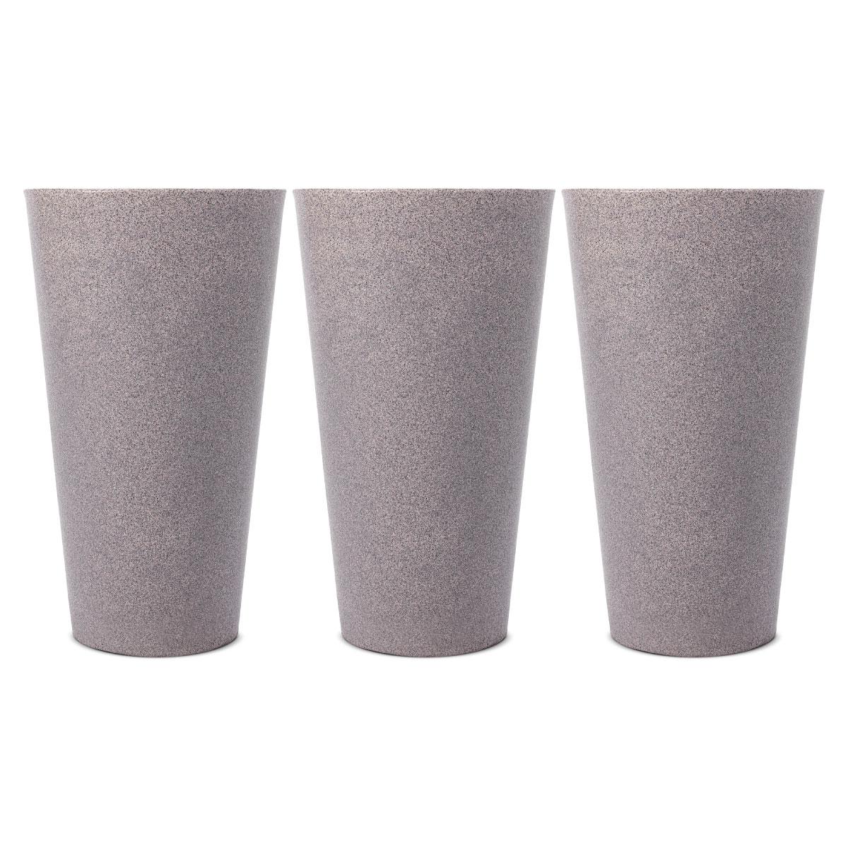 Kit com 3 Vasos Aldora Cor Pedra 66cm Terrano