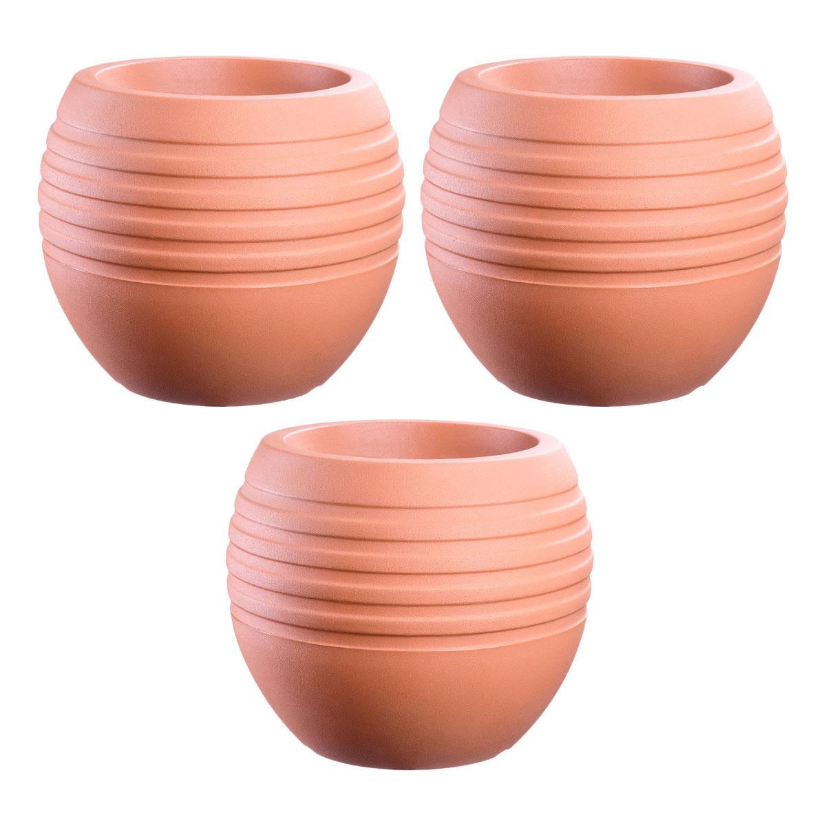 Kit com 3 Vasos Canela Cor Terracota 29cm Terrano