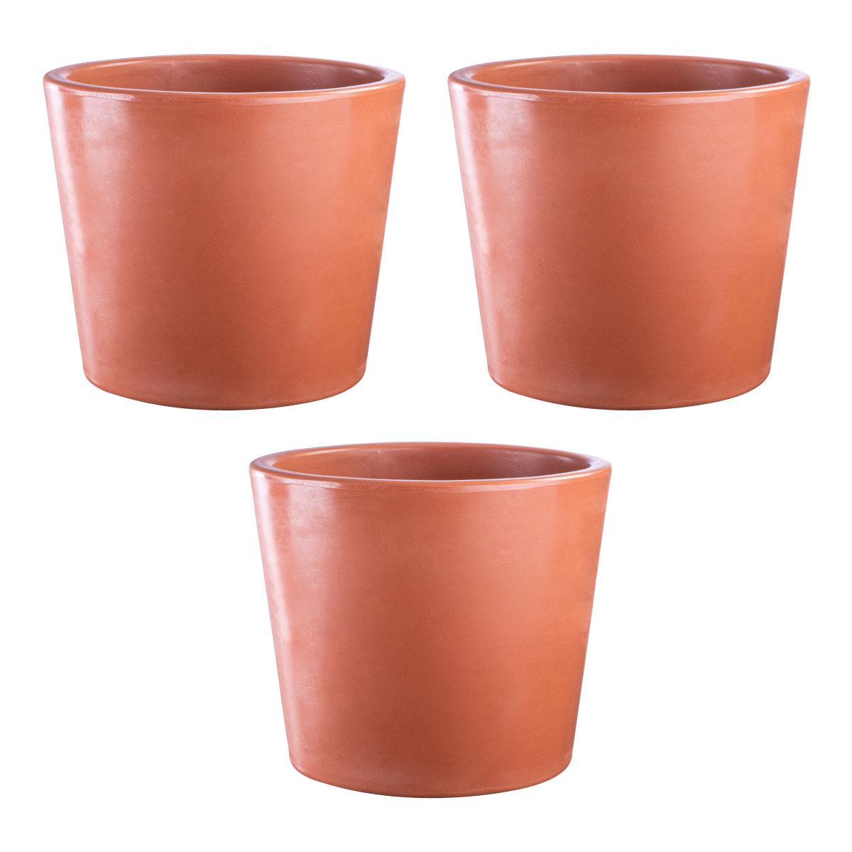 Kit com 3 Vasos Badi Cor Terracota 28cm Terrano