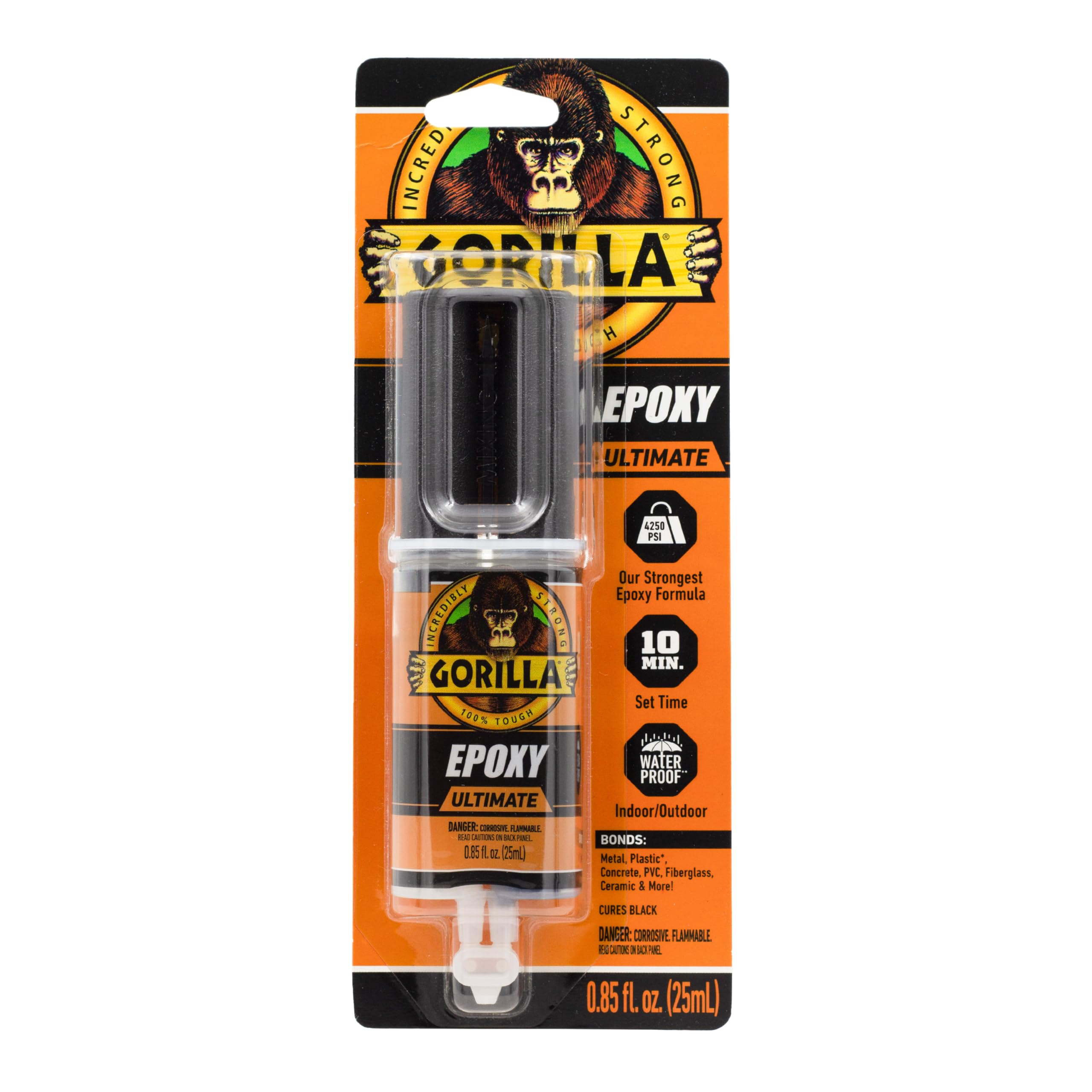 Conjunto Epoxy Gorilla Ultimate Waterproof 25 Ml De 10 Minutos Preto