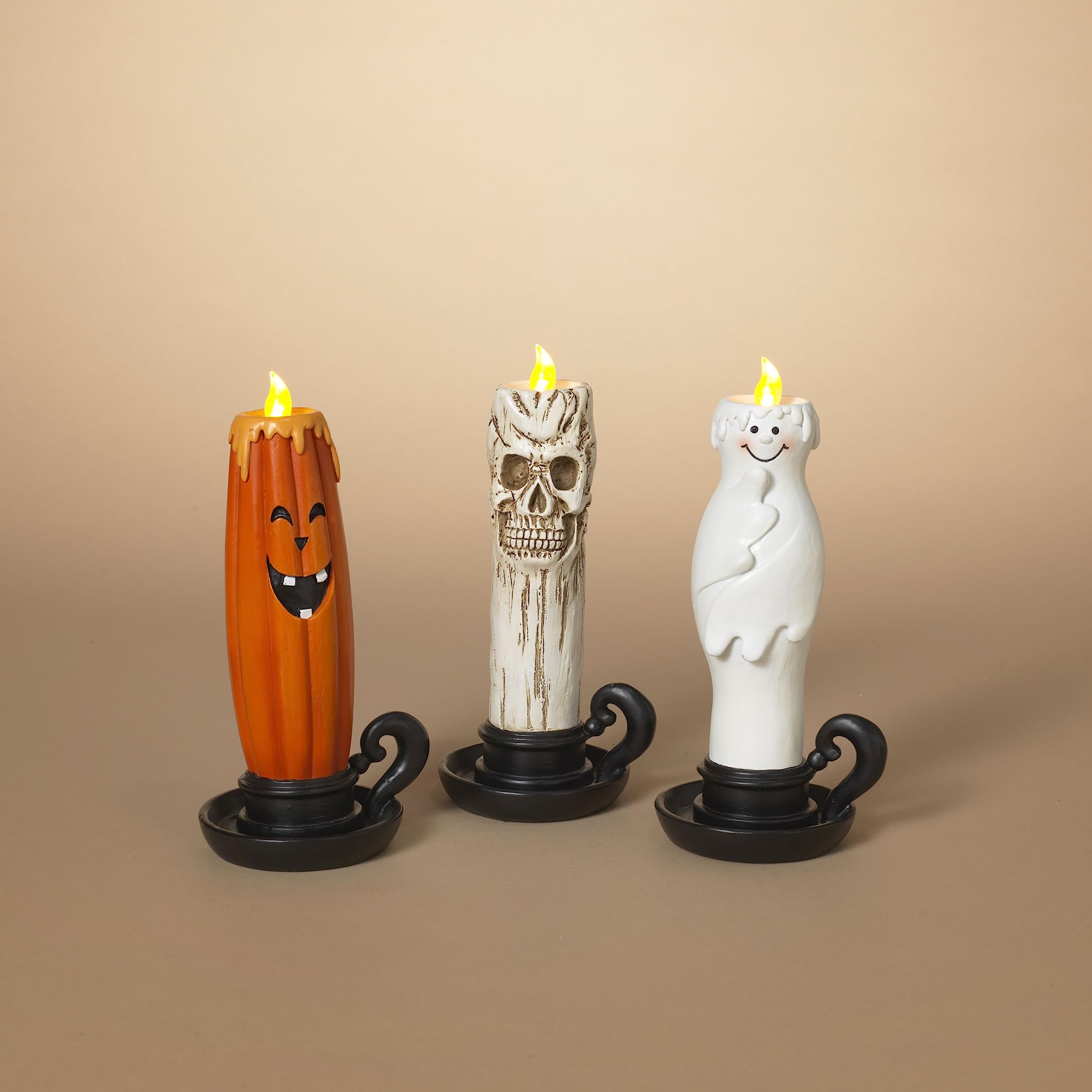 Conjunto De Resina De Halloween Candle Gerson 8 Cm Lighted 3 Asst