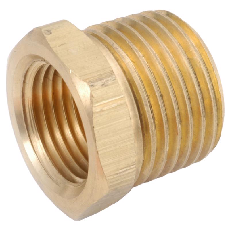 Bucha Hexagonal Anderson Metals Yellow Brass 1 Polegada Mip X 3/8 Polegadas Fip
