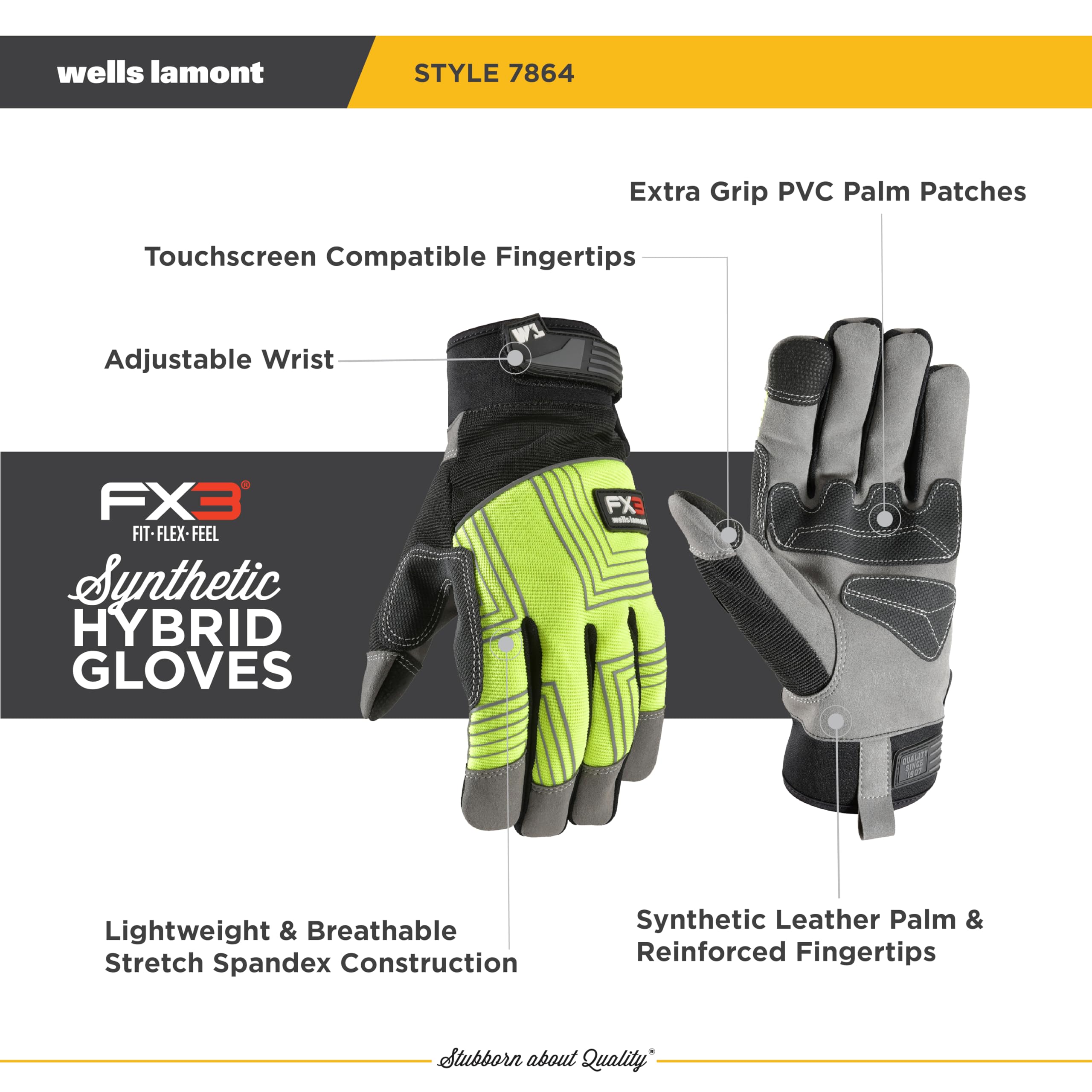 Guantes De Trabajo Wells Lamont Fx3 Hi-viz Agarre Extra Talla