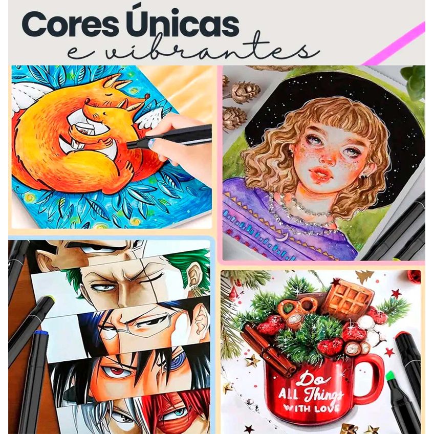 Conjunto De Canetas Marcador Permanente Ponta Dupla 168 Cores Touch P/ Desenho E Caderno E Livro De Colorir E Pintar - imagem 2