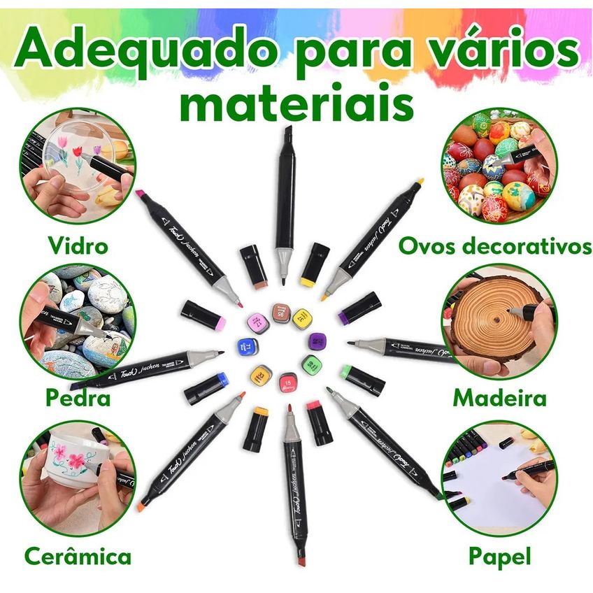 Conjunto De Canetas Marcador Permanente Ponta Dupla 168 Cores Touch P/ Desenho E Caderno E Livro De Colorir E Pintar - imagem 5