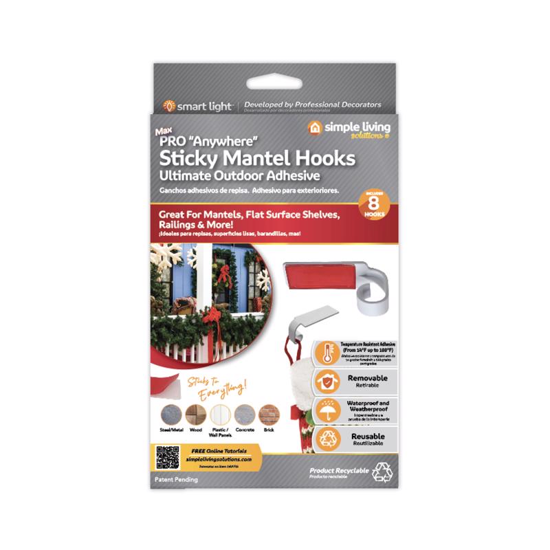 Sticky Mantel Hooks Simple Living Solutions Max Pro, Pacote Com 8