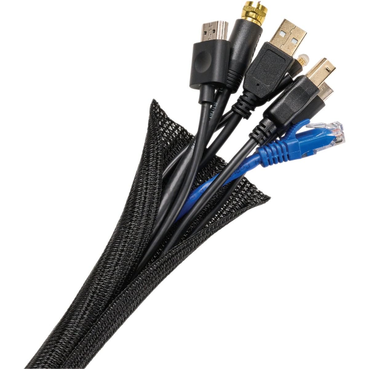 Cable Sleeve Wrap-it Storage, Pacote Com 3 M, Malha Preta