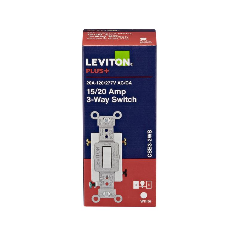 Ac Quiet Switch Leviton 20a 3-way Toggle White, Pacote Com 1 Pacote
