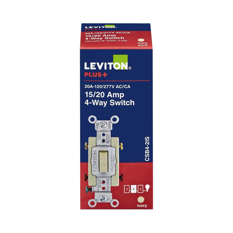 Ac Quiet Switch Leviton 20a 4-way Toggle Ivory, Pacote Com 1 Pacote