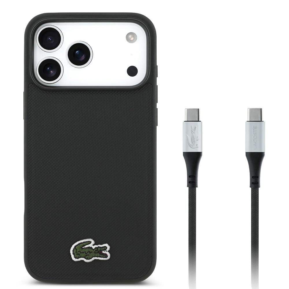 Kit Capa Iphone 17 Pro E Cabo Usb-c Lacoste, Preta