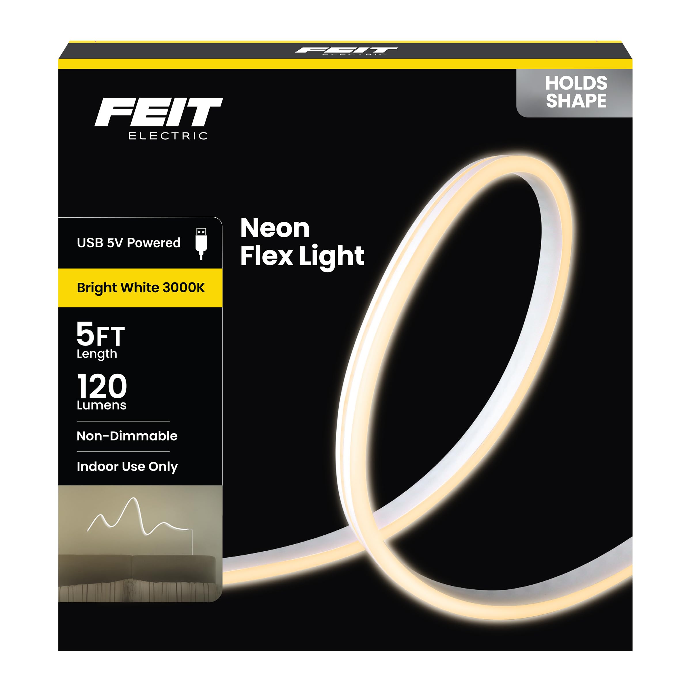 String Light Feit Electric 1,5 M Usb Branco Neon 3000k