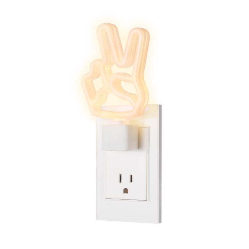 Plug-in Automático Elétrico Night Light Globe Led Peace Sign