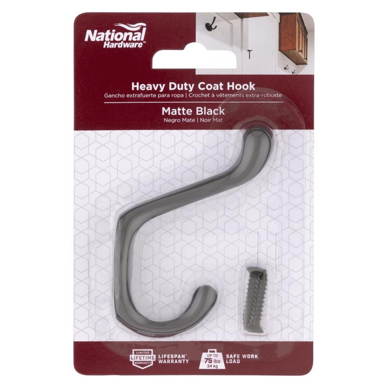 Casaco/hat Hook National Hardware Medium Matte Black Metal