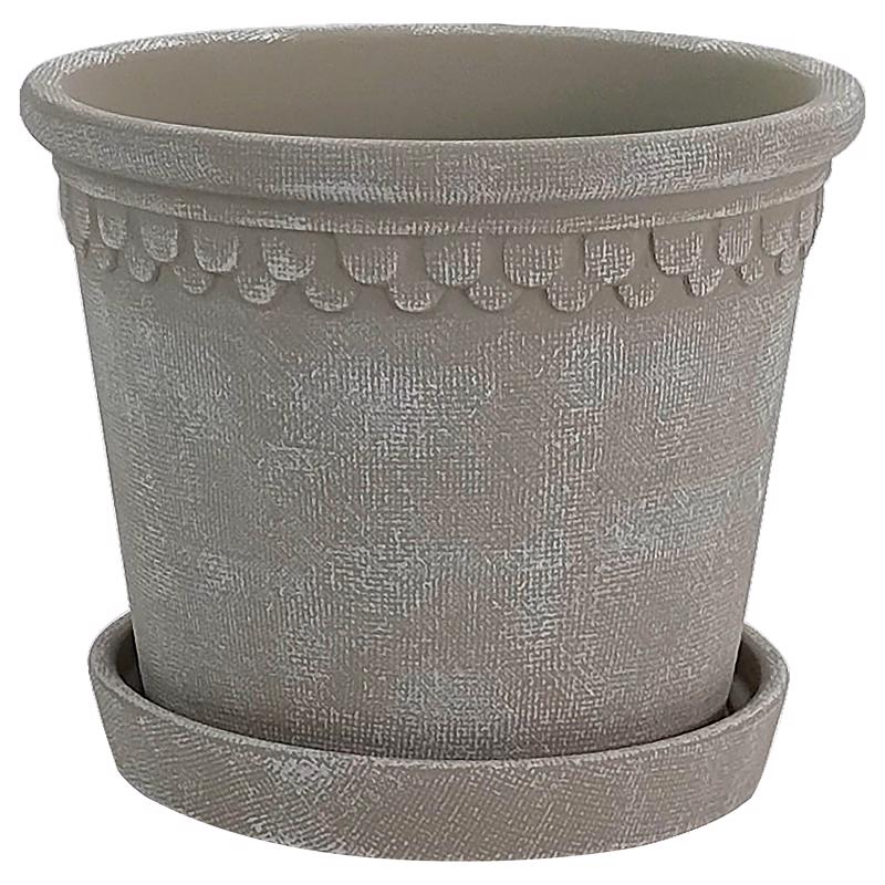 Planter Border Concepts Ceramic Fringe Beige, 6 Cm, Pacote Com 6