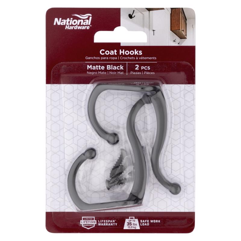 Casaco/hat Hook National Hardware Medium Matte Black Steel