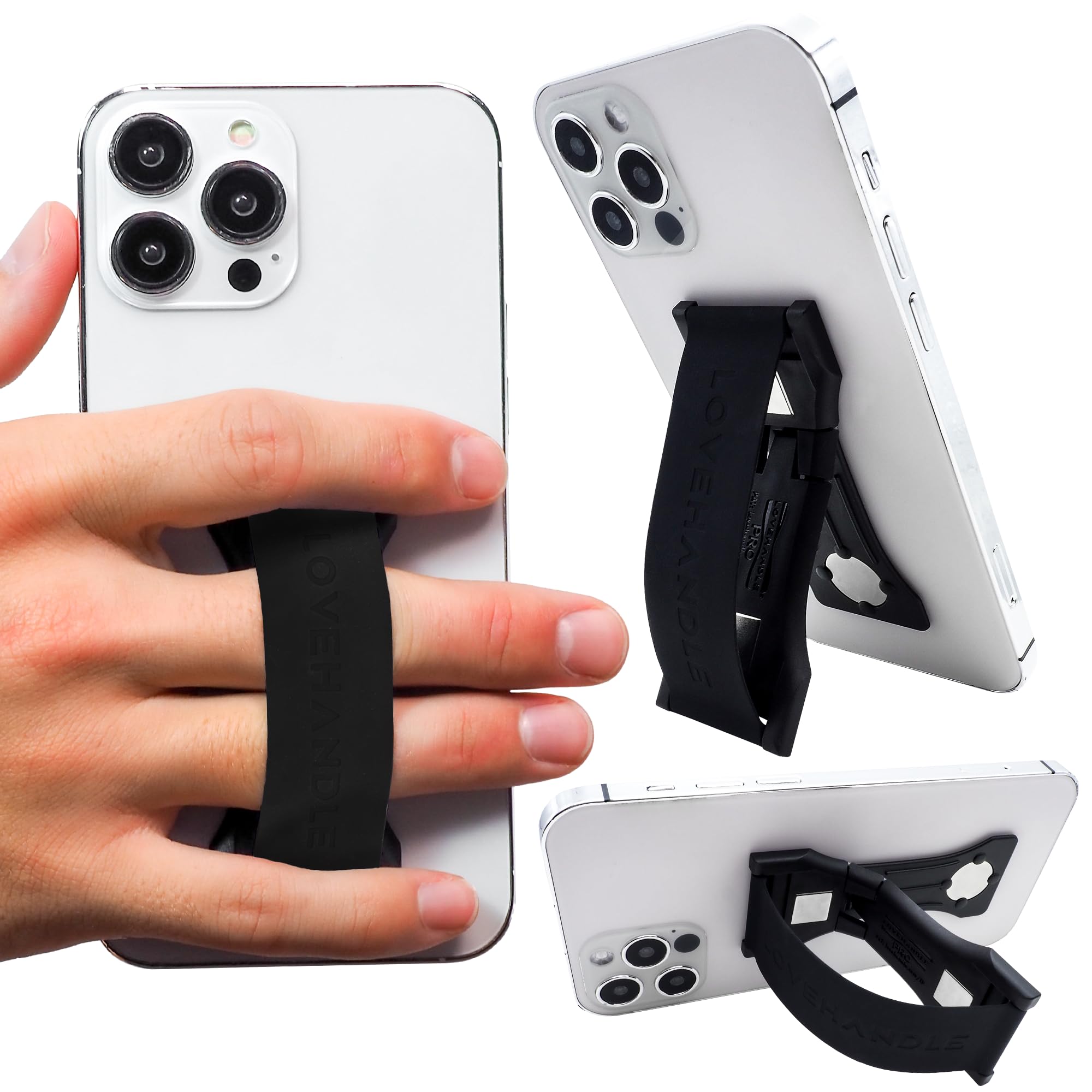 Phone Grip Lovehandle Pro Premium De Silicone Com Alça Preta