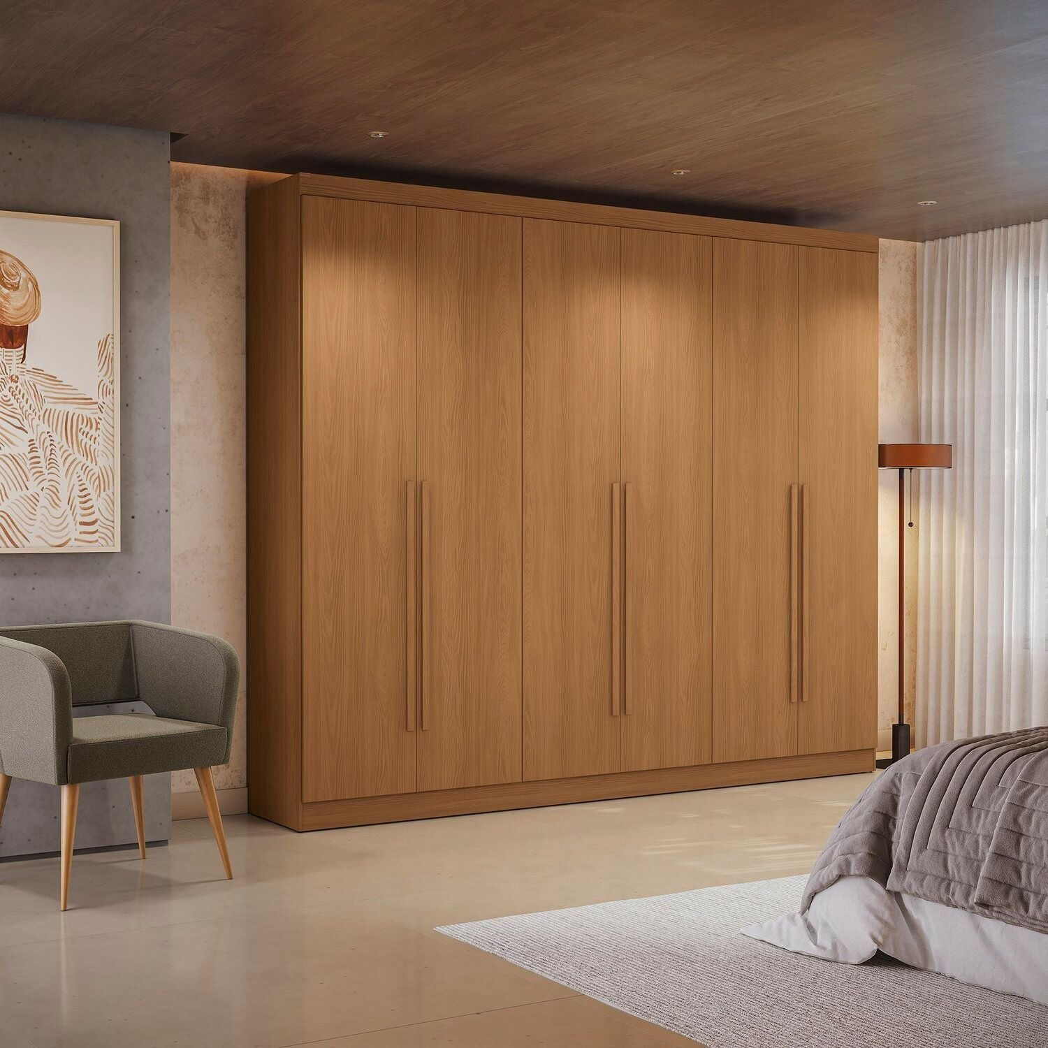 Guarda-roupa Casal 6 Portas E 3 Gavetas Bigger Prime Canela