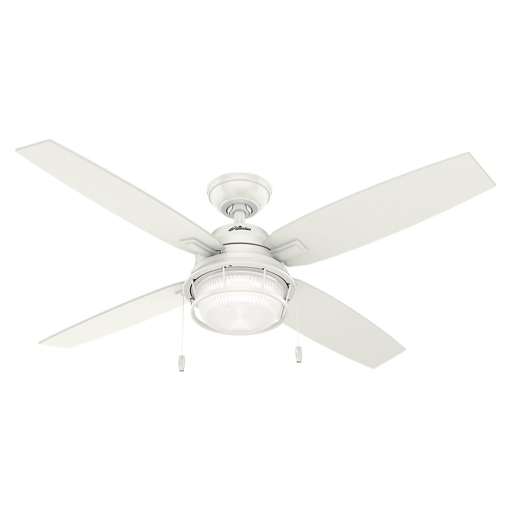 Ventilador De Teto Hunter Ocala 52" Branco Rústico Led De 4 Pás