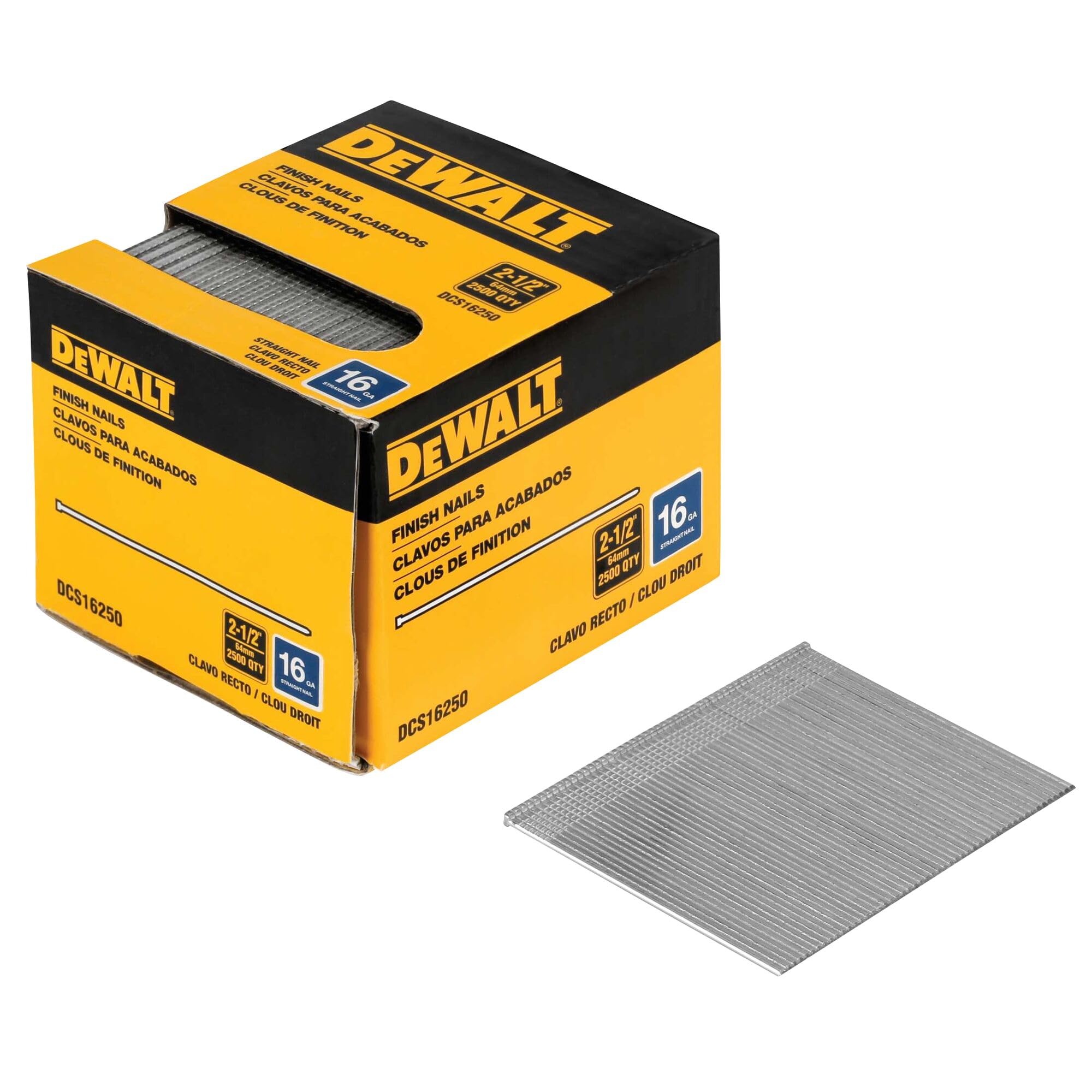 Finish Nails Dewalt Dcs16250 16ga, 2,5 Polegadas, Pacote Com 2500