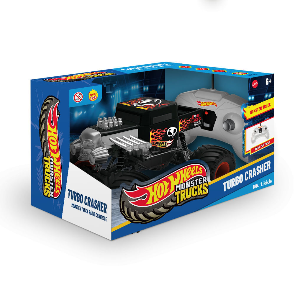 Monster Truck Turbo Crasher De Controle Remoto Hot Wheels 1:24 Multikids - Br2533