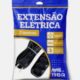 2x Extensão Elétrica 2 Metros Preto 3 Tomada Tripolar